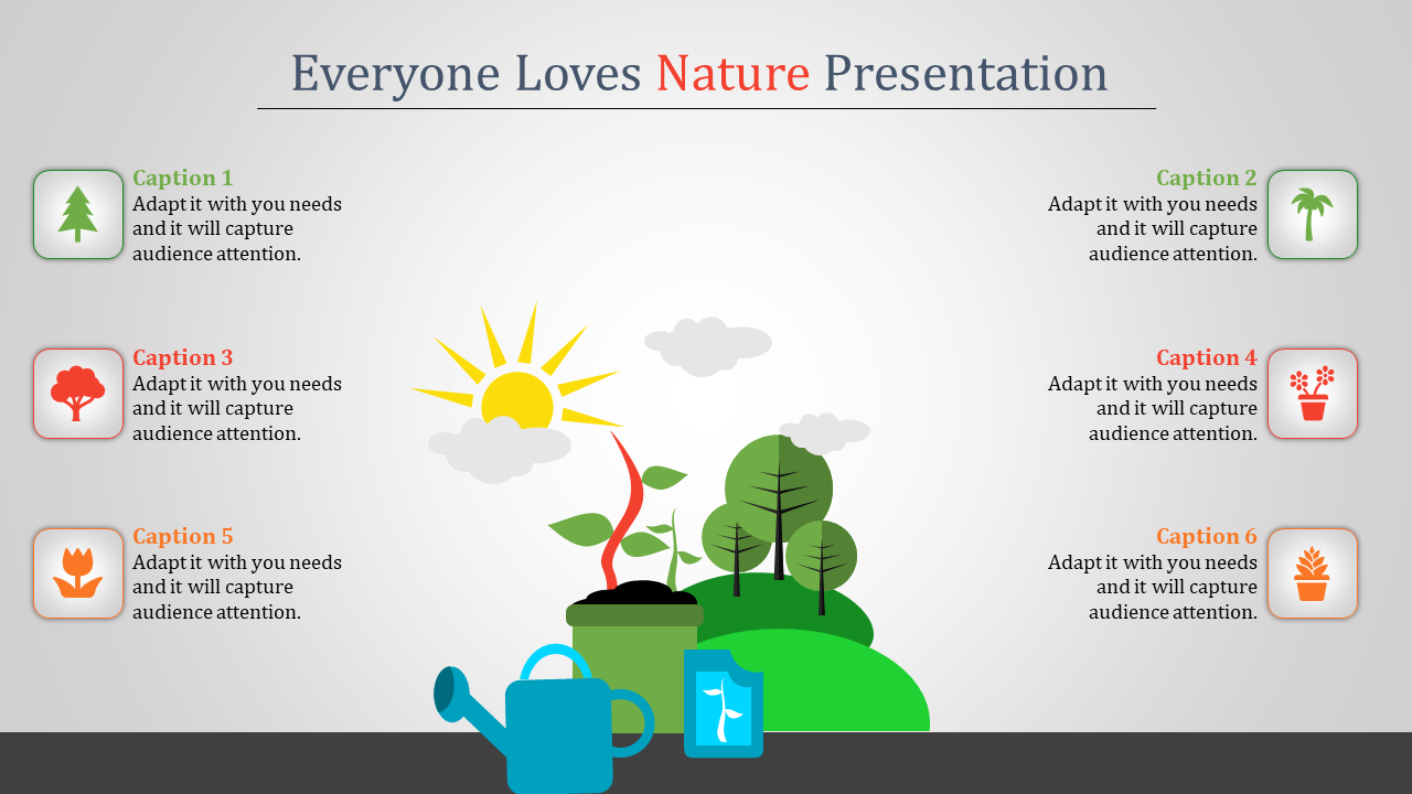 Get Nature Presentation Templates Design With Six Node